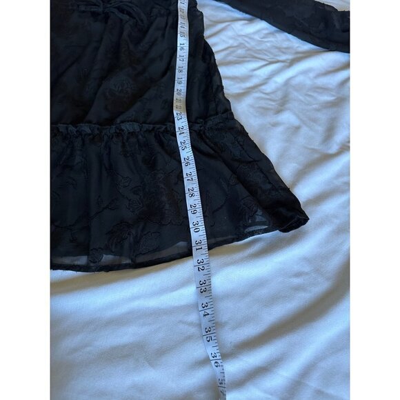 Bloomfield Women's Lace Dress Juniors Size M Black Lace Peasant Boho Ruffle Hem - Picture 11 of 12